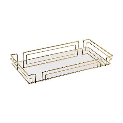 Bandeja Multiuso Hara Luiza Retangular 66,5 X 31,5 Cm Cor:dourado