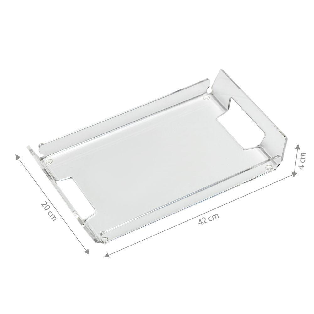 Bandeja Acrílica Transparente Hara Alça Lateral 42x20 Cm - 6