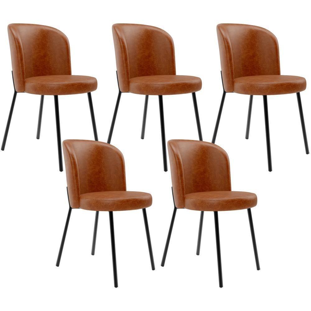 Kit 5 Cadeiras Sala De Jantar Estofada Gavi L02 Couríssimo Camel - 1