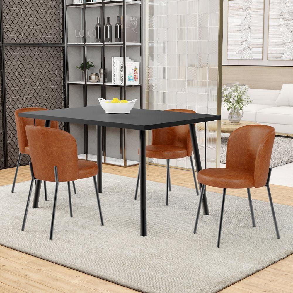 Kit 5 Cadeiras Sala De Jantar Estofada Gavi L02 Couríssimo Camel - 7