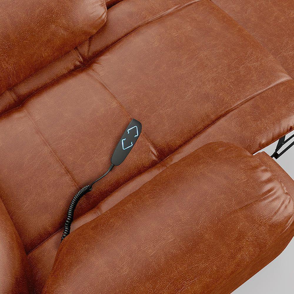 Poltrona Do Papai Reclinável Sala De Cinema Barcelona Elevação Lift Elétrico Pu Caramelo Brilho - 5