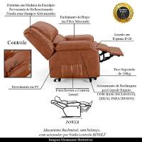 Poltrona Do Papai Reclinável Sala De Cinema Barcelona Elevação Lift Elétrico Pu Caramelo Brilho - 3