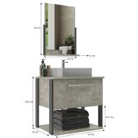 Conjunto Para Banheiro Medelin Balcão Com Espelheira 60 Cm - Concreto Grafite Concreto Grafite - 2