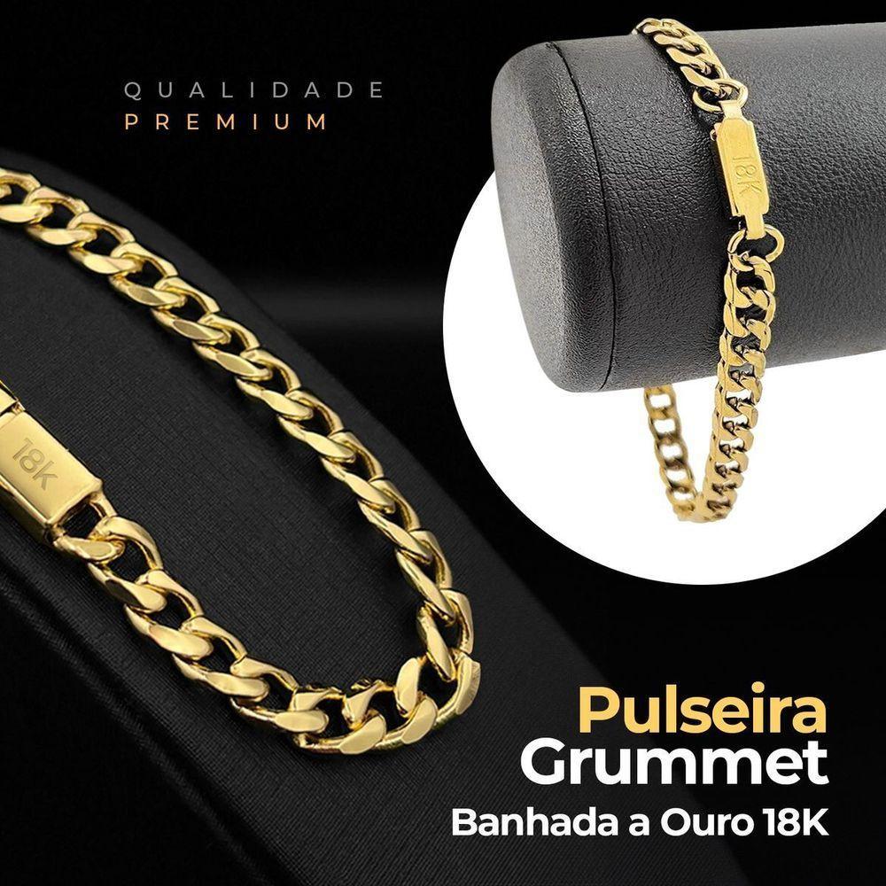 Relogio Dourado Masculino + Cordão Crucifixo Grumet Preto - 5