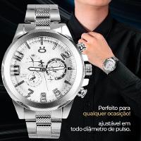 Relogio Masculino Aço Inox + Caixa + Cordão Pingente Cruz - 3