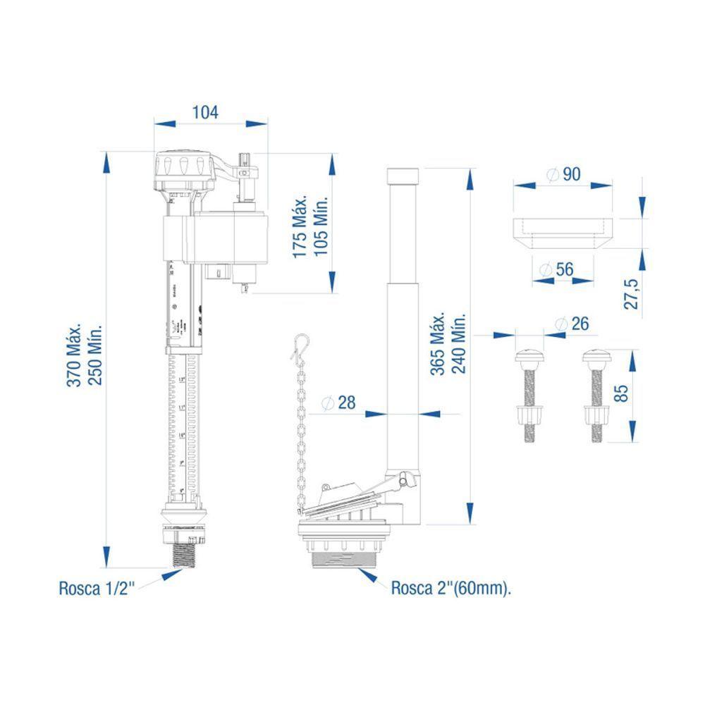 Kit Completo Para Caixa Acoplada Convencional Censi - 2