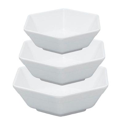 Jogo De Tigelas Melamina Hexagonal Branca 3 Peças