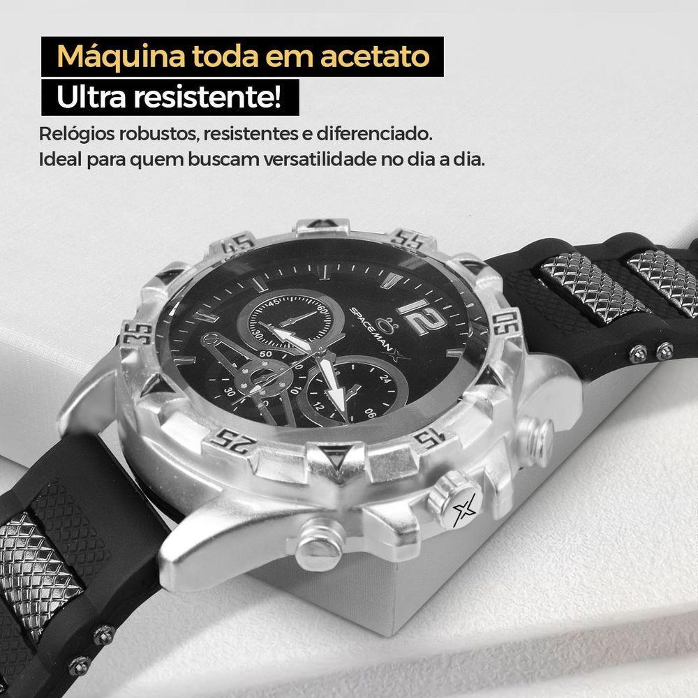 Relogio Masculino Aço Inox + Cordão Prata Grumet - 4