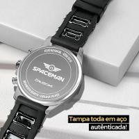Relogio Masculino Aço Inox + Cordão Prata Grumet - 9