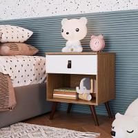 Kit Com Duas Mesas De Cabeceira Corsa Ebano Frente Branco Genialflex - 2