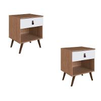 Kit Com Duas Mesas De Cabeceira Corsa Ebano Frente Branco Genialflex - 3