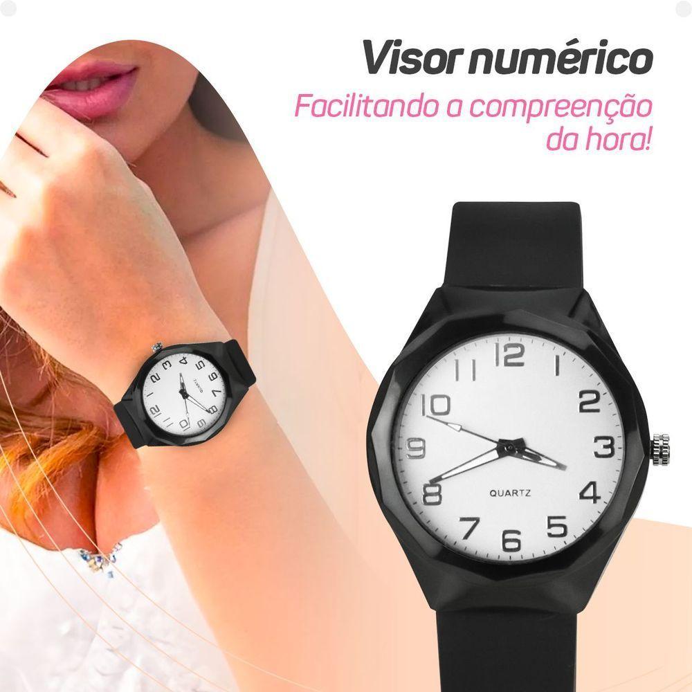 Colar Brinco + Relogio Feminino Aço Prova Dagua Coração Moda Qualidade Preto - 5
