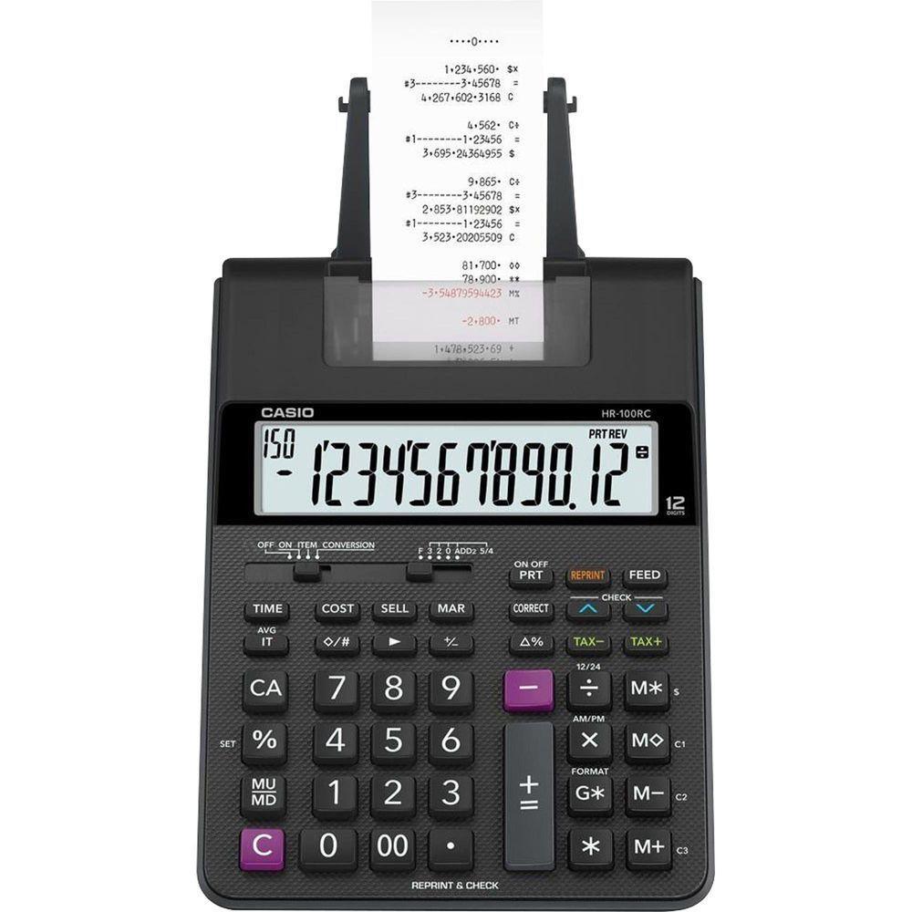 Calculadora Com Bobina Casio Hr-100rc 12 Dígitos Bivolt Preta - 3