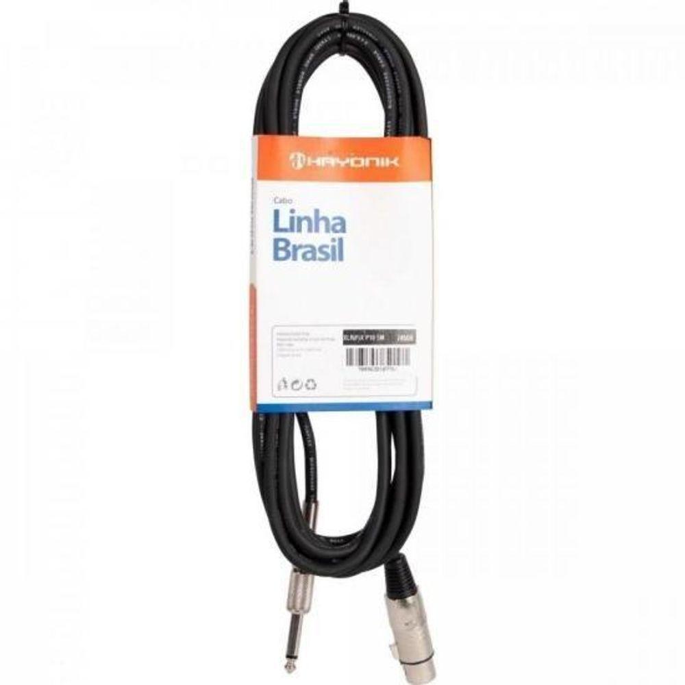 Cabo Para Microfone Linha Brasil Xlr(f) X P10 5m Preto Hayonik [f003] - 2