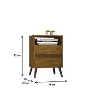 Mesa Para Cabeceira Com 2 Gaveta E 4 Pés Retrô Paris 67x45cm Canela - 2