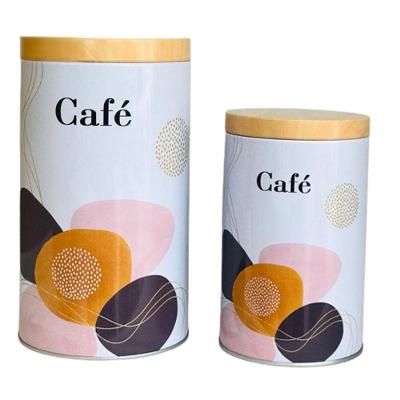 Conjunto Com 02 Latas De Metal 8248 Y888 Café