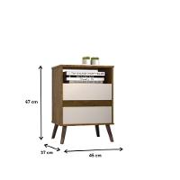 Mesa Para Cabeceira Com 2 Gaveta E 4 Pés Retrô Paris 67x45cm Canela/off White - 2
