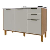 Balcão Cozinha Para Pia 3 Portas 2 Gavetas 1,20cm Paris Inde Freijo/off White - 1