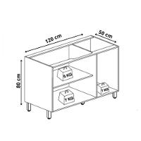 Balcão Cozinha Para Pia 3 Portas 2 Gavetas 1,20cm Paris Inde Freijo/off White - 3