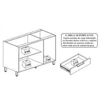 Balcão Cozinha Para Pia 3 Portas 2 Gavetas 1,20cm Paris Inde Freijo/off White