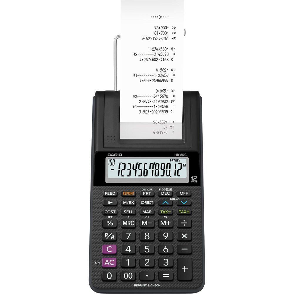 Calculadora Com Bobina Casio Hr-8rc-we-b-dc 12 Dígitos Preta - 2