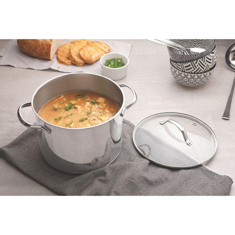 Jogo De Panelas Tramontina Una Aço Inox Fundo Triplo Tampas De Vidro 3 Peças - 9