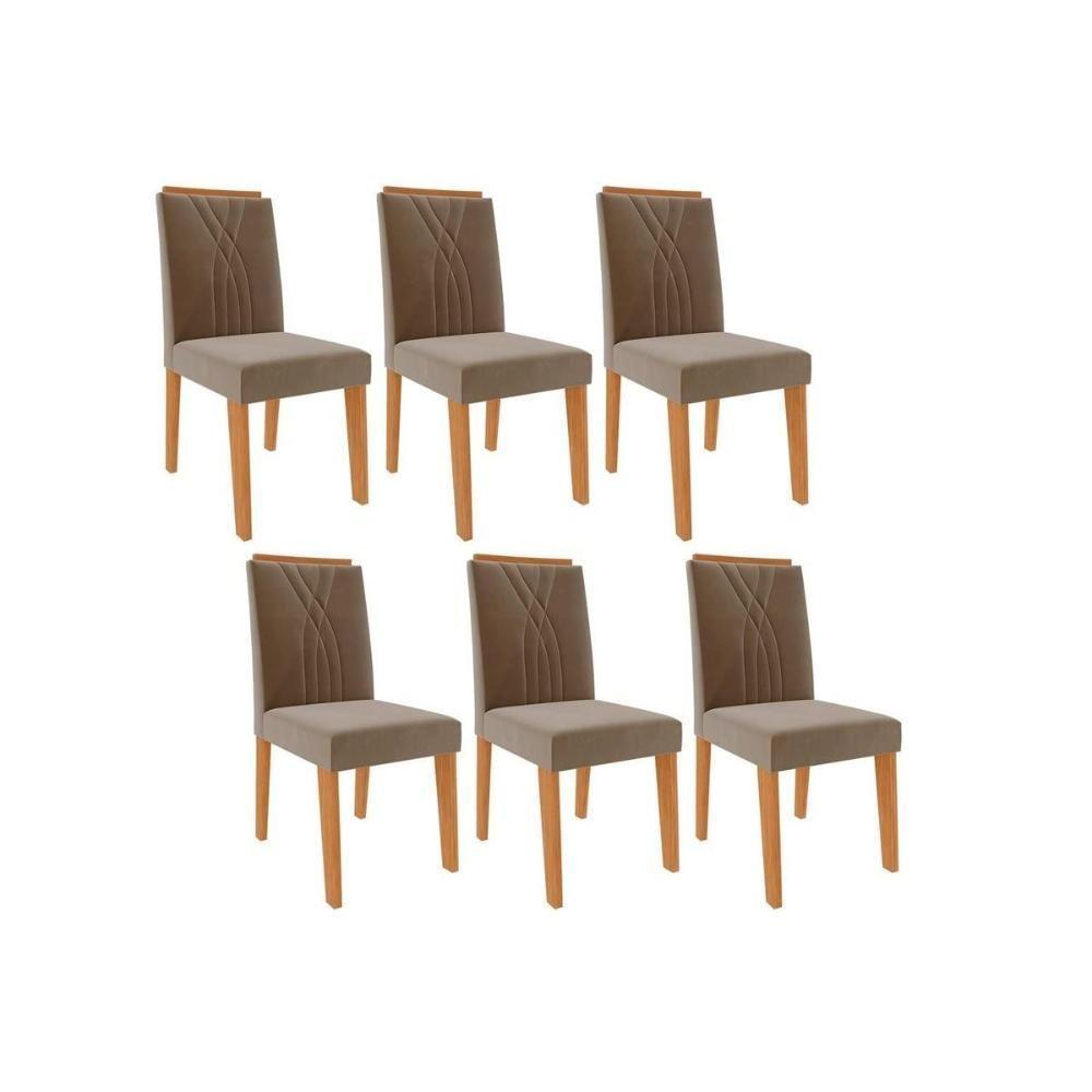 Kit 6 Cadeiras Sala Jantar Nicole  6 Un Nature/Suede Joli - Cimol - 1