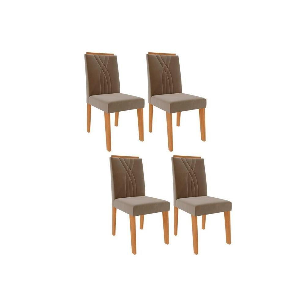 Kit 4 Cadeiras Sala Jantar Nicole  4 Un Nature/Suede Joli - Cimol - 1