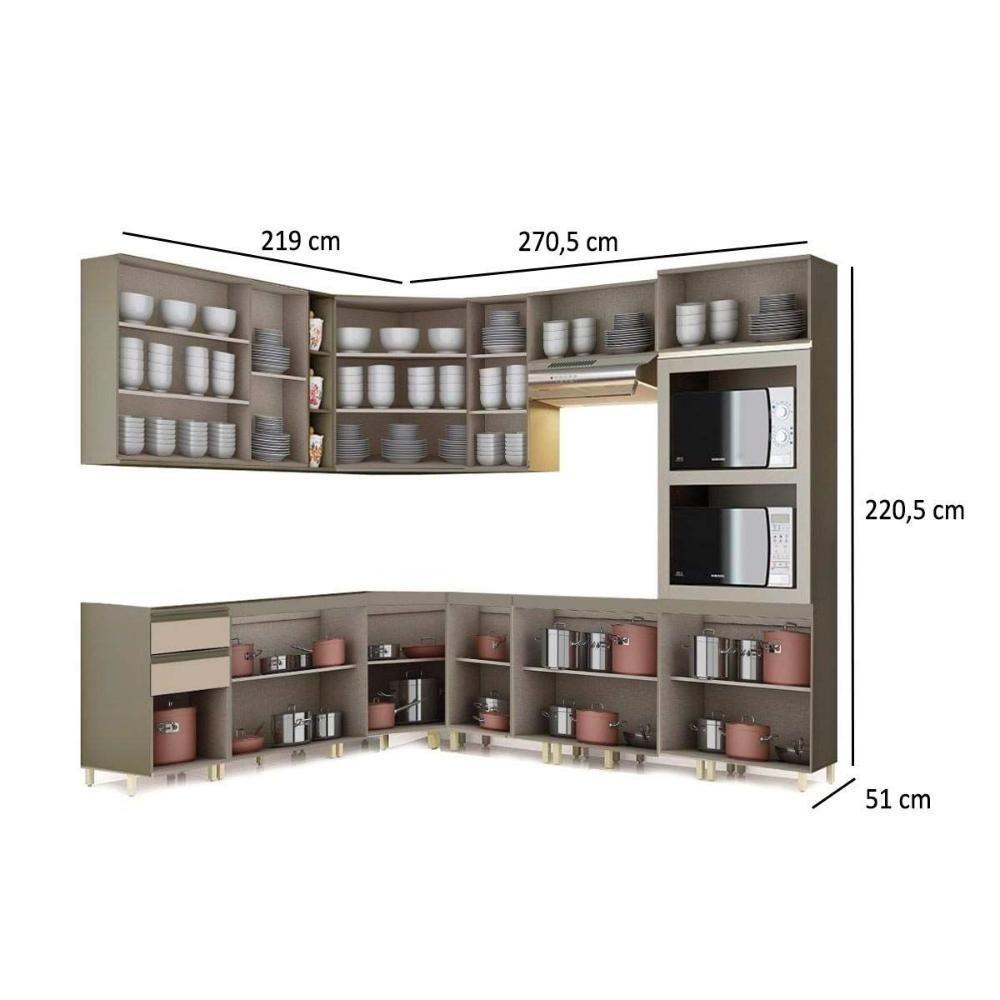 Cozinha Modulada Henn Connect  16 Peças (4 Armários + 4 Balcões + 1 Paneleiro + 7 Complementos) C16P04 Duna/Cristal - 3