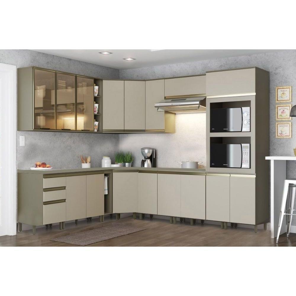 Cozinha Completa Connect 16 Peças (4 Armários + 4 Balcões + 1 Paneleiro + 7 Complementos) C16P04 Duna/Cristal - Henn - 3