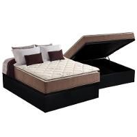 Cama Box Baú Casal: Colchão Ortopédico Anjos D28 / AG65 Star Pillow Top + Base CRC Suede Black(138x188) - 1
