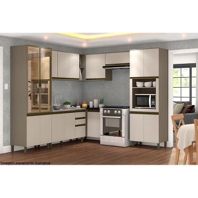Kit de Cozinha Completa Connect 15 Portas 2 Gavetas MDF Branco Duna Cristal