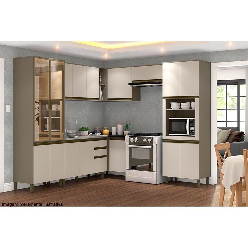 Cozinha Modulada Henn 9pçs 3 Armários 2 Balcões 2 Paneleiros 2 Complementos C9P02 Duna/Cristal - 1