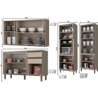 Cozinha Modulada Henn 9pçs 3 Armários 2 Balcões 2 Paneleiros 2 Complementos C9P02 Duna/Cristal - 3