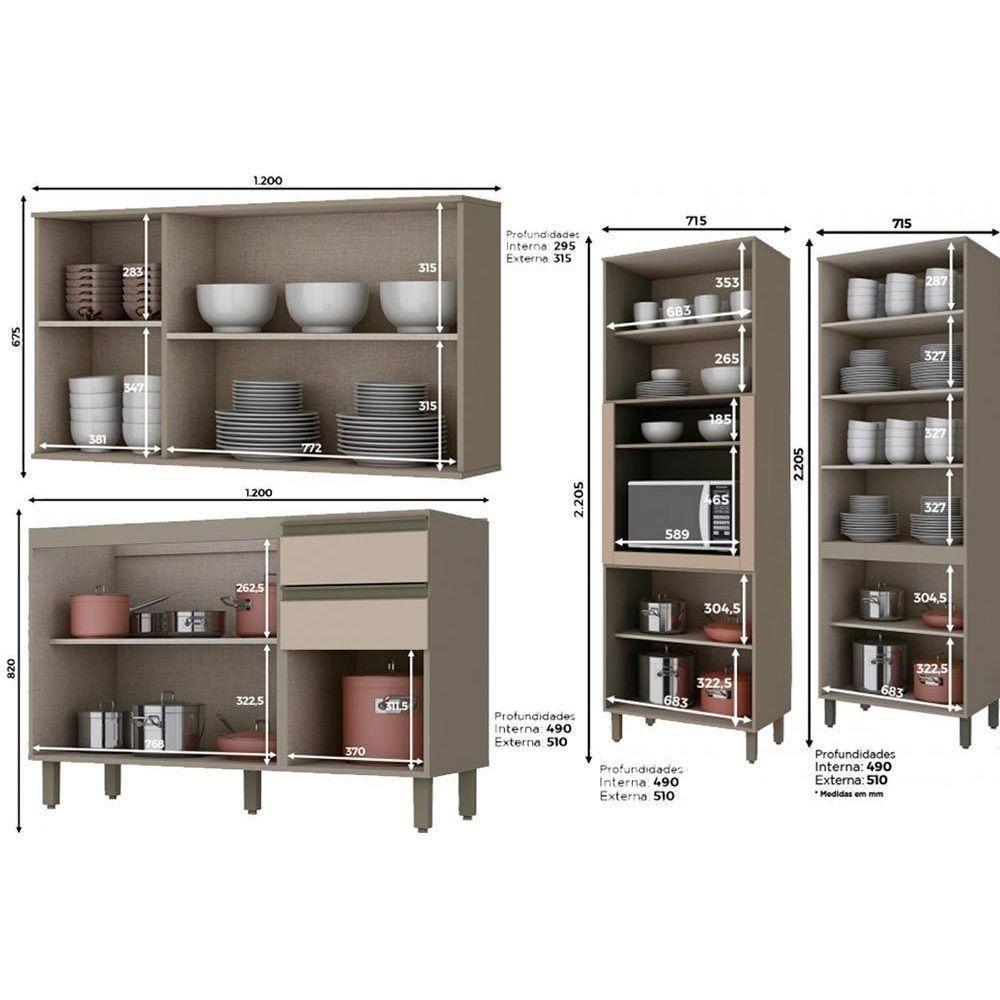 Cozinha Completa Connect ( Armários Balcões Paneleiros Complementos) Duna/cristalHenn - 7