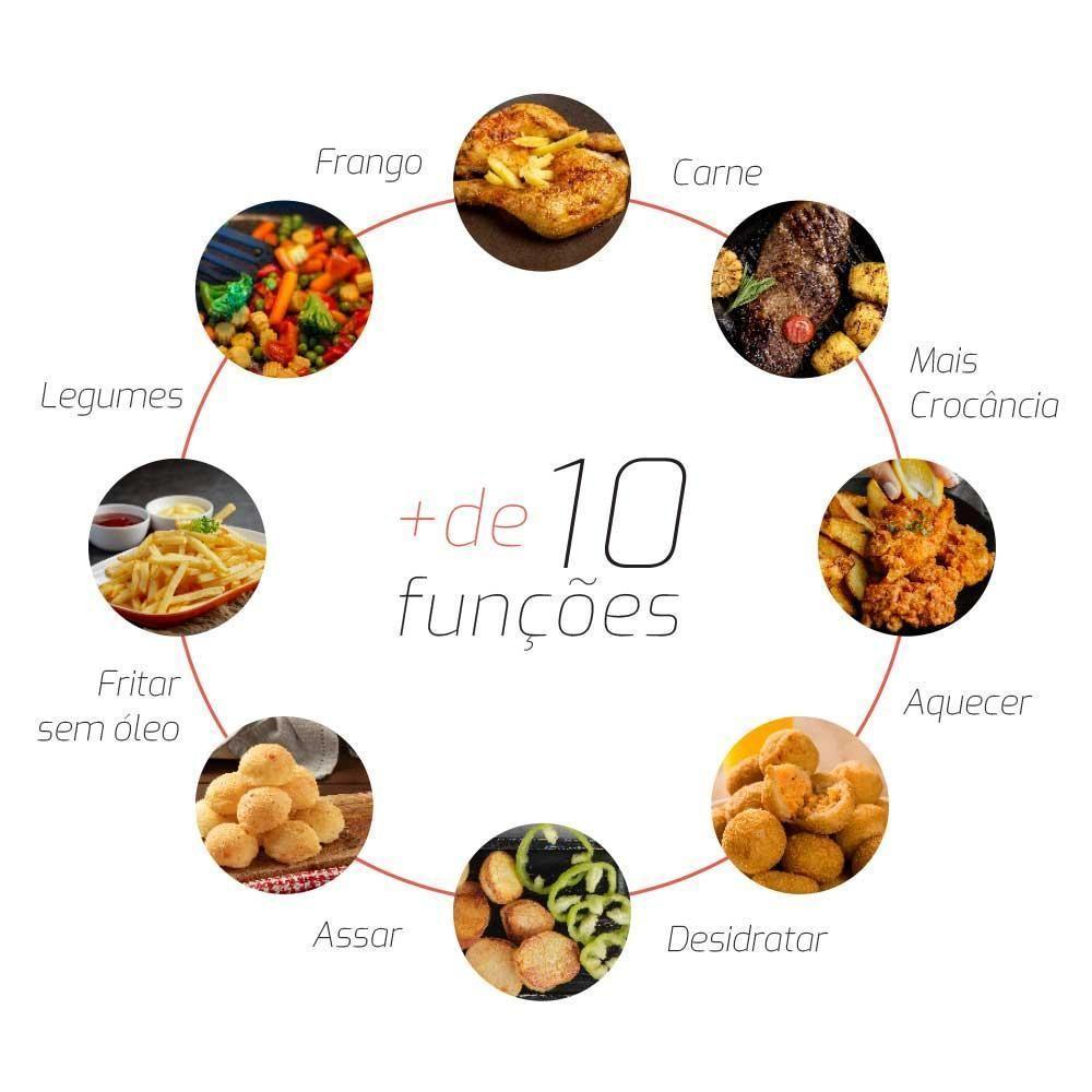 Fritadeira Elétrica Air Fryer Multifuncional HQ 12 Litros 1700W Preto RA-015 220V - 4