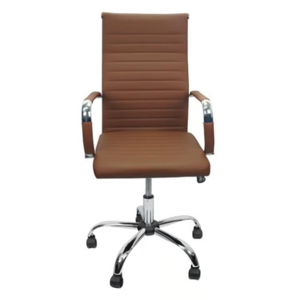 Cadeira De Escritório Esteirinha Base Cromada Com Rodinha Fortt Turin Marrom CEF04-M - 7