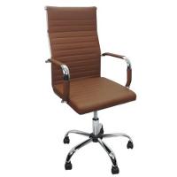 Cadeira De Escritório Esteirinha Base Cromada Com Rodinha Fortt Turin Marrom CEF04-M - 1