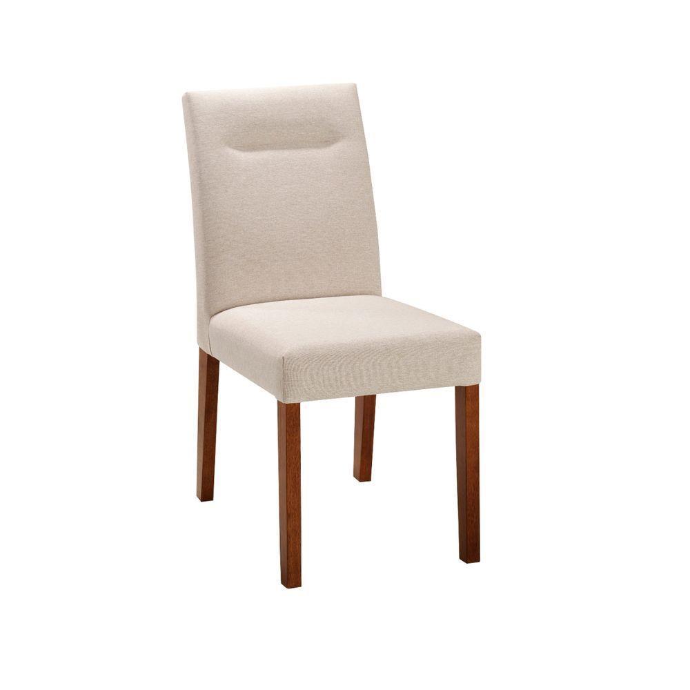 Cadeira Cores Neutras Revestida Com Tecido Lindo Para Sala De Jantar Ou Cozinha - 9