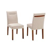 Cadeira Cores Neutras Revestida Com Tecido Lindo Para Sala De Jantar Ou Cozinha - 1