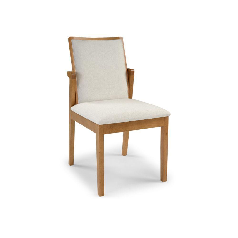 Cadeira Cores Neutras Revestida Com Tecido Lindo Para Sala De Jantar Ou Cozinha - 1