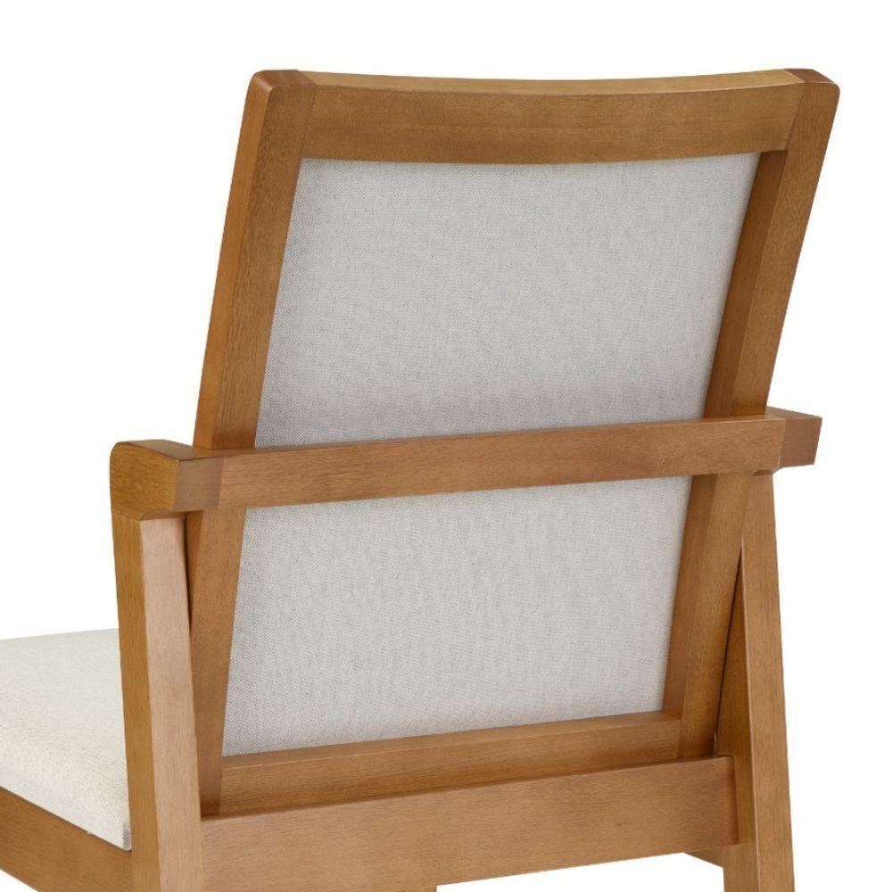 Cadeira Cores Neutras Revestida Com Tecido Lindo Para Sala De Jantar Ou Cozinha - 3