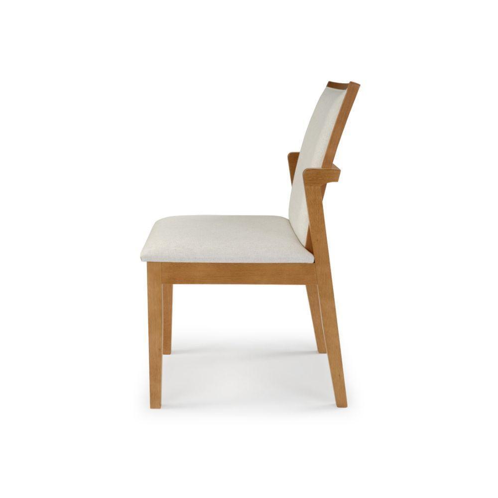 Cadeira Cores Neutras Revestida Com Tecido Lindo Para Sala De Jantar Ou Cozinha - 4