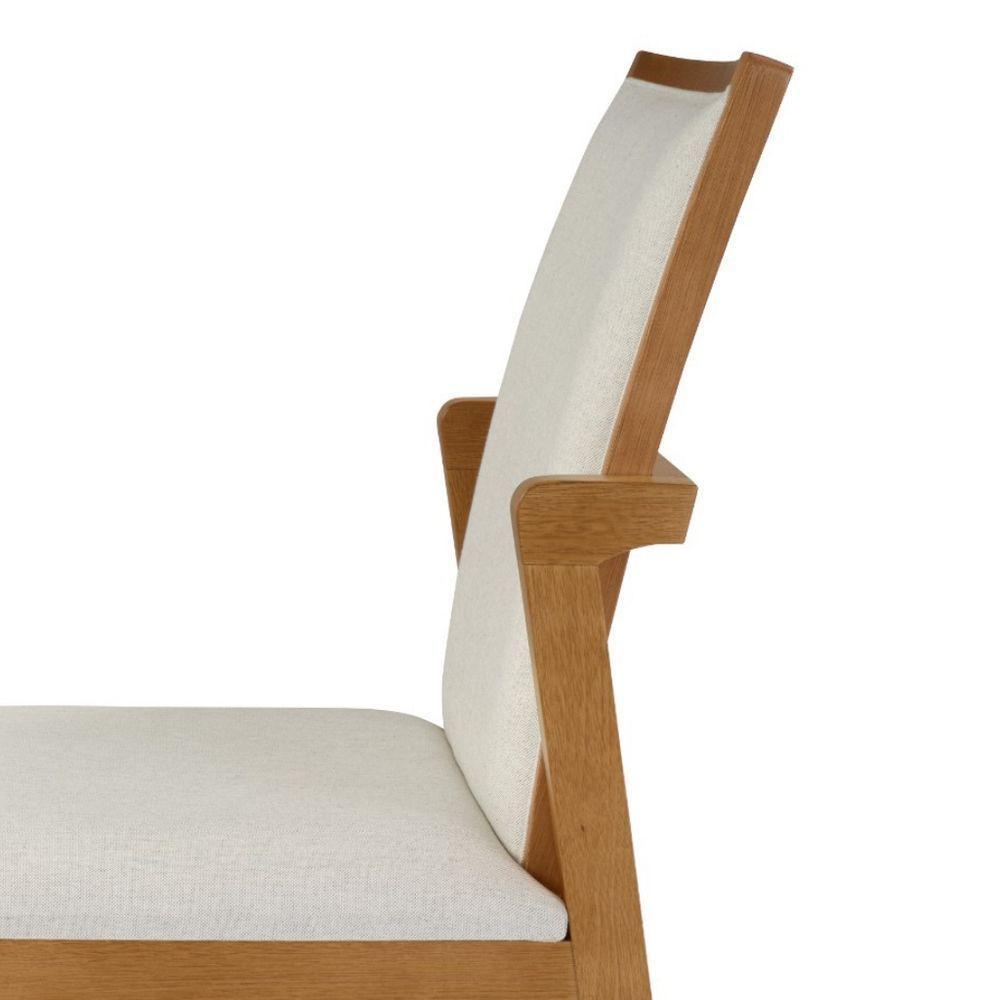 Cadeira Cores Neutras Revestida Com Tecido Lindo Para Sala De Jantar Ou Cozinha - 5