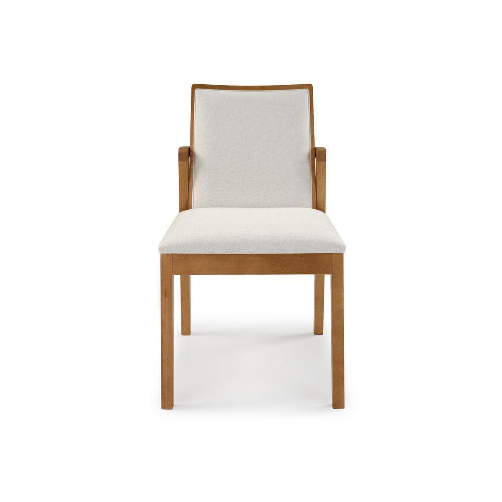 Cadeira Cores Neutras Revestida Com Tecido Lindo Para Sala De Jantar Ou Cozinha - 6