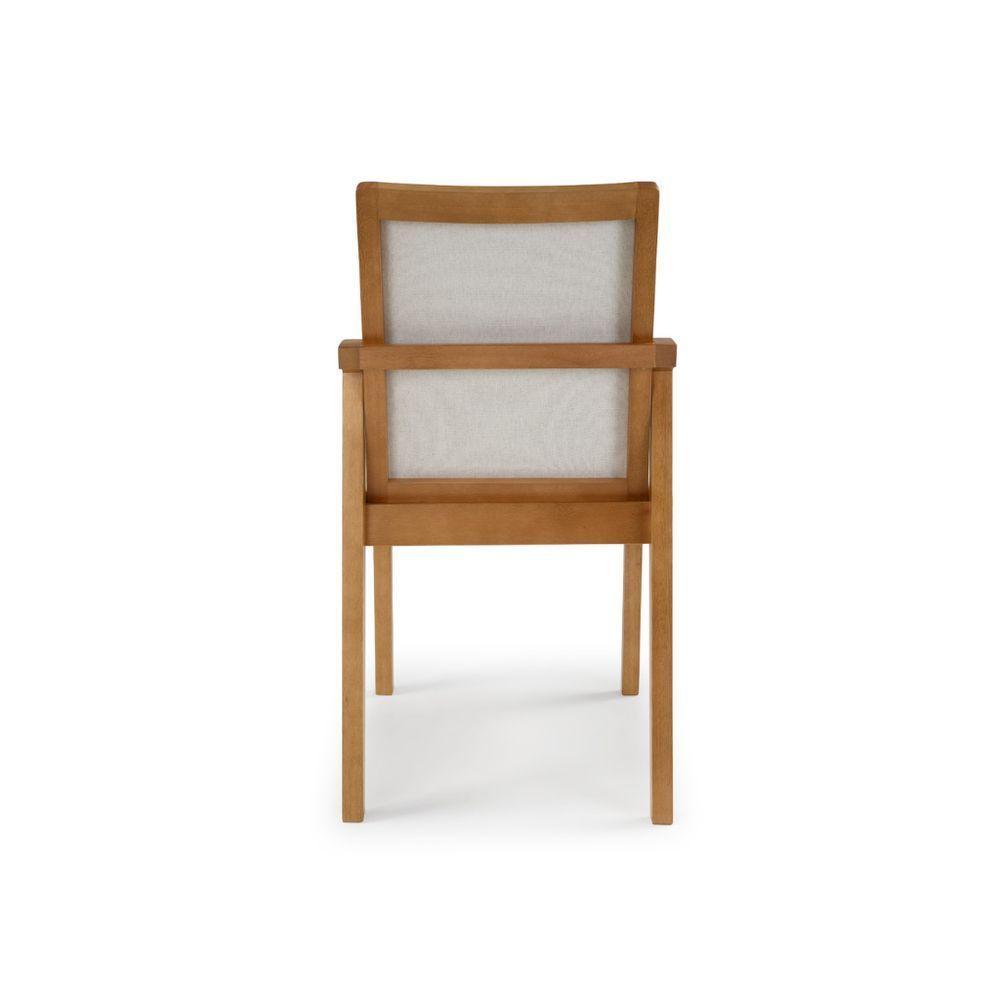 Cadeira Cores Neutras Revestida Com Tecido Lindo Para Sala De Jantar Ou Cozinha - 7