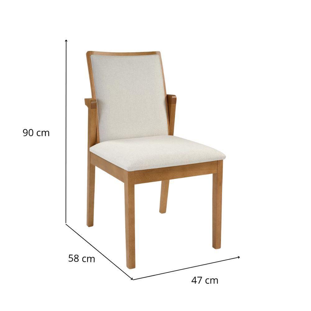Cadeira Cores Neutras Revestida Com Tecido Lindo Para Sala De Jantar Ou Cozinha - 9