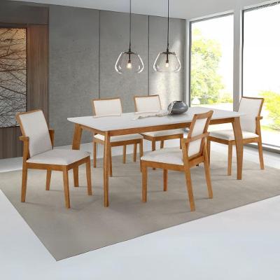 Cadeira Binah Treo Made Móveis Madeira Maciça Cores Neutras Revestida Com Tecido Lindo Para Sala De Jantar Ou Cozinha