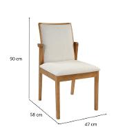 Cadeira Cores Neutras Revestida Com Tecido Lindo Para Sala De Jantar Ou Cozinha - 9