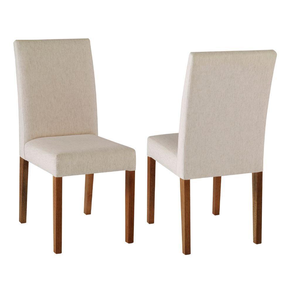 Cadeira Alfa Madeira Maciça Cores Neutras Revestida Com Tecido Lindo Para Sala De Jantar Ou Cozinha - 1